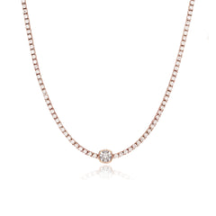 Bezel Solitaire Diamond Tennis Necklace