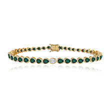 Load image into Gallery viewer, Solitaire Diamond Gemstone Bezel Pear Tennis Bracelet
