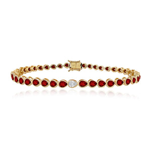Solitaire Diamond Gemstone Bezel Pear Tennis Bracelet