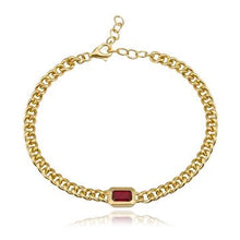 Load image into Gallery viewer, Bezel Gemstone Cuban Bracelet
