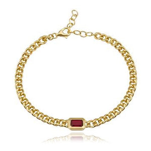 Bezel Gemstone Cuban Bracelet