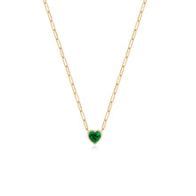 Load image into Gallery viewer, Solitaire Bezel Gemstone Heart Paperclip Necklace
