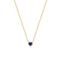 Load image into Gallery viewer, Solitaire Bezel Gemstone Heart Paperclip Necklace
