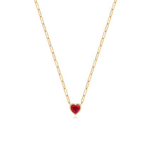 Load image into Gallery viewer, Solitaire Bezel Gemstone Heart Paperclip Necklace
