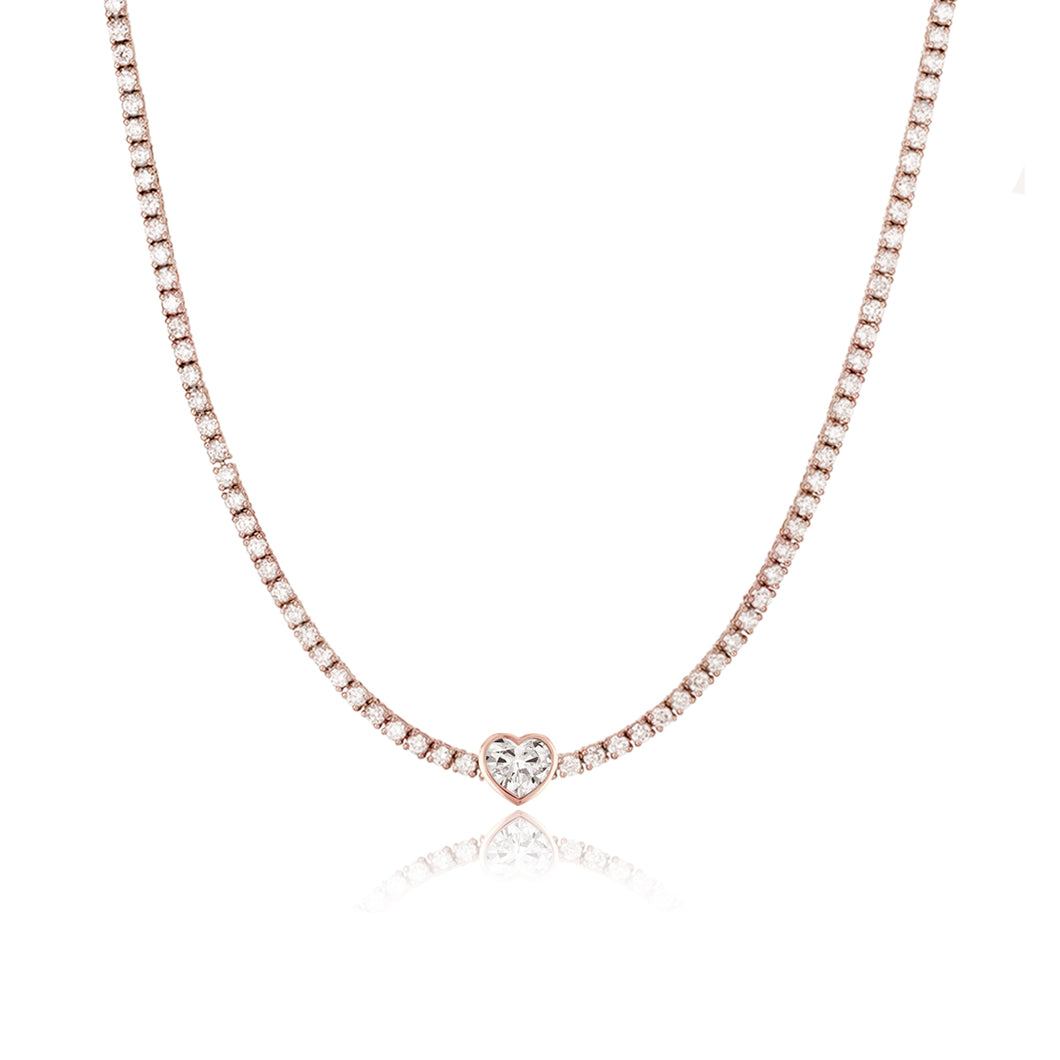 Bezel Solitaire Diamond Tennis Necklace