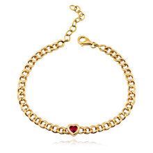 Load image into Gallery viewer, Bezel Heart Gemstone Cuban Bracelet
