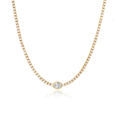 Bezel Solitaire Diamond Tennis Necklace