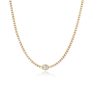 Bezel Solitaire Diamond Tennis Necklace