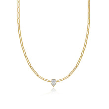 Load image into Gallery viewer, Bezel Diamond Solitaire Paperclip Necklace

