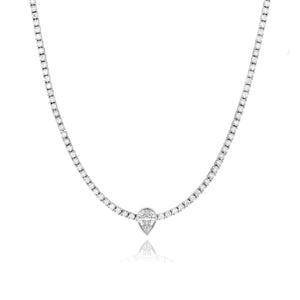 Bezel Solitaire Diamond Tennis Necklace