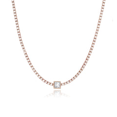 Bezel Solitaire Diamond Tennis Necklace