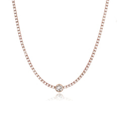 Bezel Solitaire Diamond Tennis Necklace