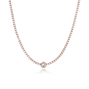 Bezel Solitaire Diamond Tennis Necklace