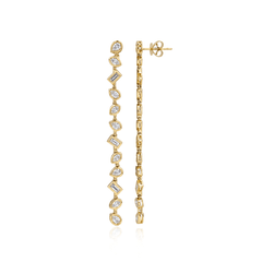 Bezel Set Multi Shape Diamond Drop Earrings