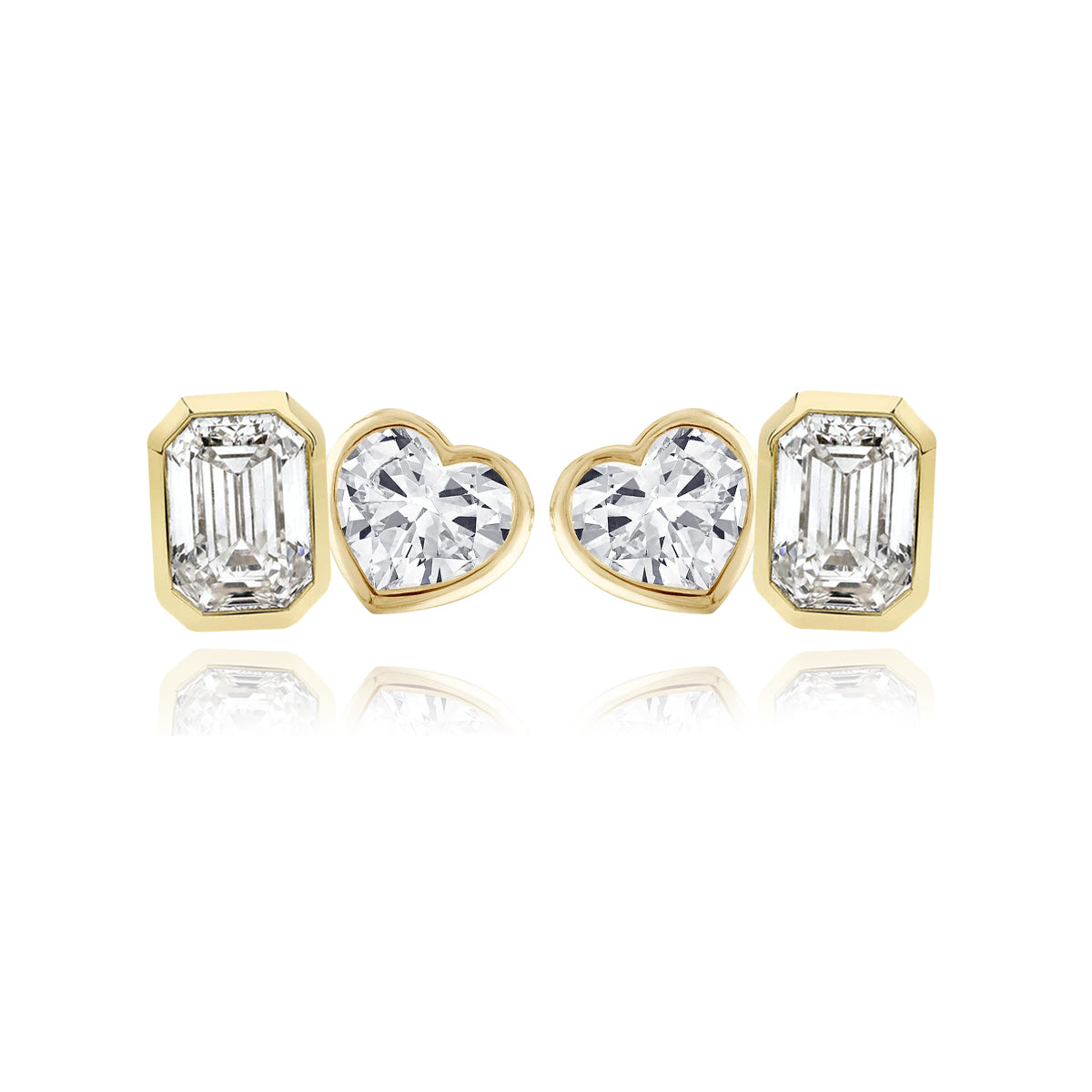 Two-Diamond Bezel Stud Earring (Single)