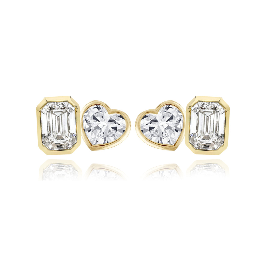 Two-Diamond Bezel Stud Earring