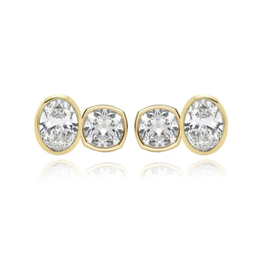 Two-Diamond Bezel Stud Earring