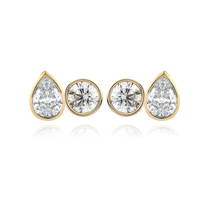 Two-Diamond Bezel Stud Earring