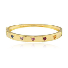 Load image into Gallery viewer, Bezel Rainbow Heart Bangle
