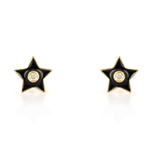 Load image into Gallery viewer, Black Enamel Star Stud Earring- 14k Rose gold
