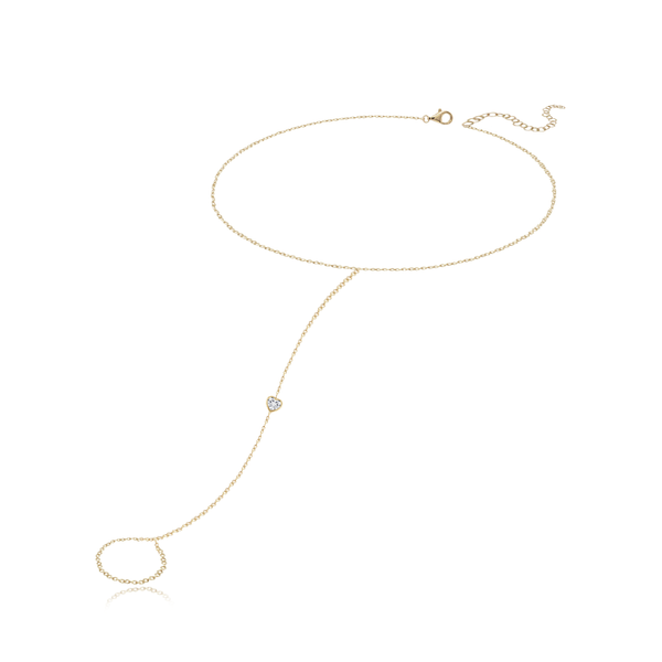 Bezel Diamond Hand Chain—elegant 14k gold jewelry with bezel-set diamonds, perfect for luxury fine jewelry lovers