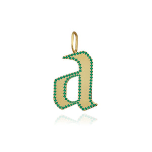 Gold Initial with Gemstone