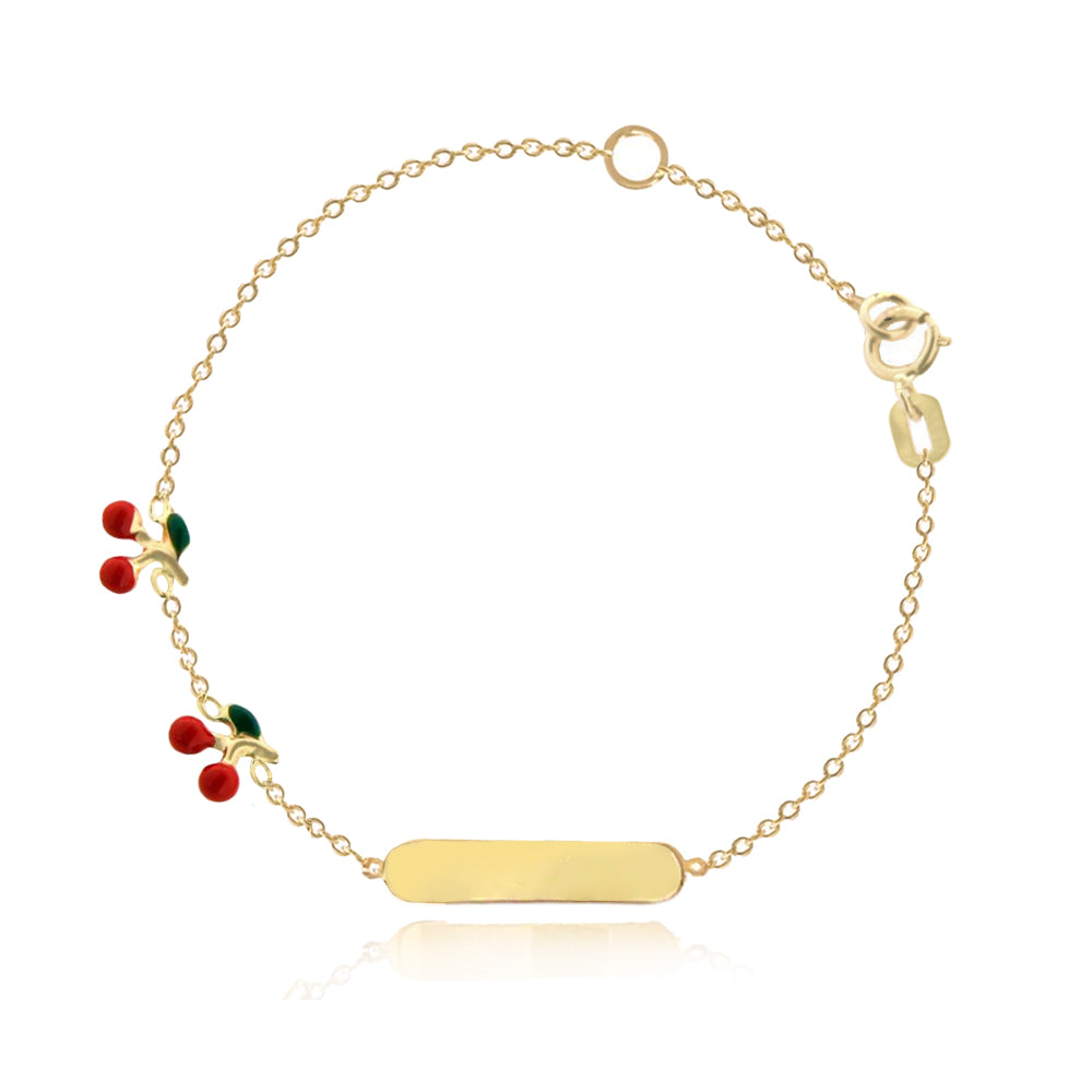 Enamel Cherries Girls Id Bracelet