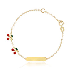 Enamel Cherries Girls Id Bracelet