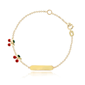 Enamel Cherries Girls Id Bracelet
