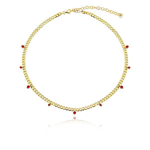Cuban Dangling Gemstone Necklace