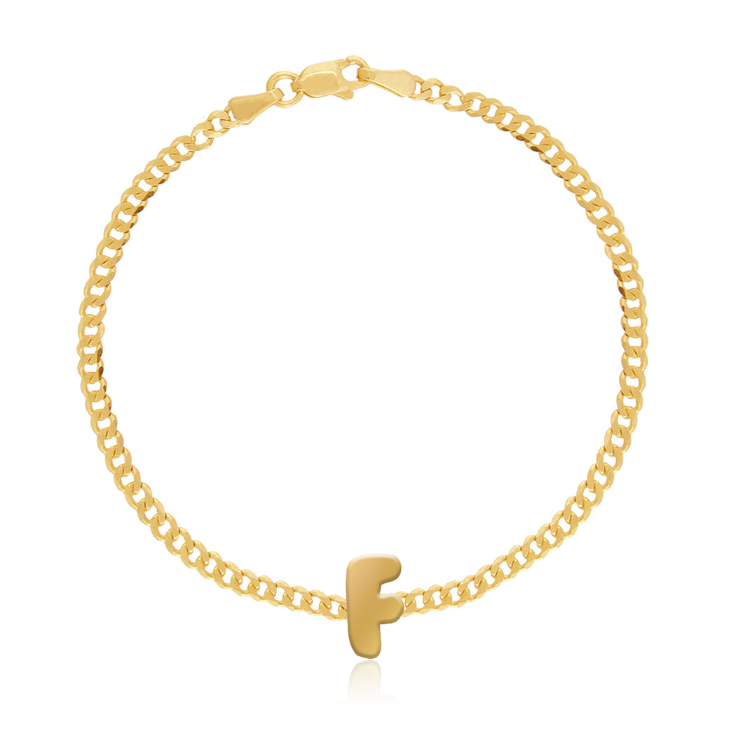 Gold Initial Cuban Bracelet