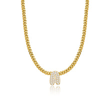 Load image into Gallery viewer, Pave Initial Solid Cuban Necklace
