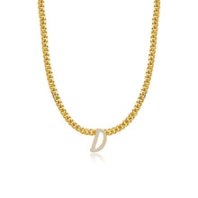 Load image into Gallery viewer, Pave Initial Solid Cuban Necklace
