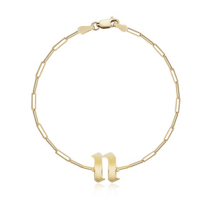 Gothic Initial Paperclip Bracelet