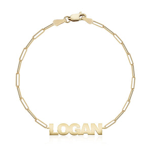 Cutout Name Paperclip Bracelet