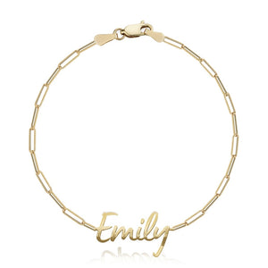 Cutout Name Paperclip Bracelet