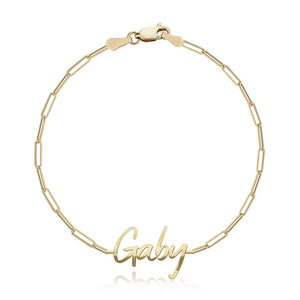 Cutout Name Paperclip Bracelet