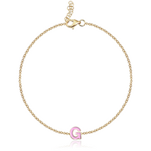 Load image into Gallery viewer, Mini Enamel Initial Chain Bracelet
