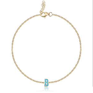 Mini Enamel Initial Chain Bracelet