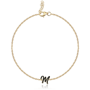 Mini Enamel Initial Chain Bracelet