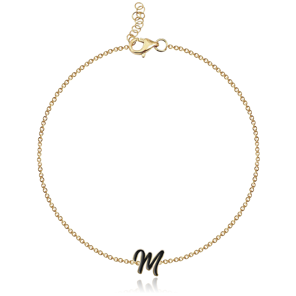 Mini Enamel Initial Chain Bracelet