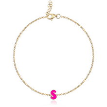 Load image into Gallery viewer, Mini Enamel Initial Chain Bracelet

