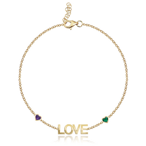 Two Gemstone Multi Shape Cutout Name Bracelet