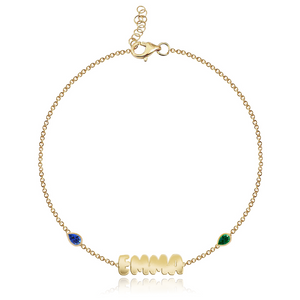 Two Gemstone Multi Shape Cutout Name Bracelet