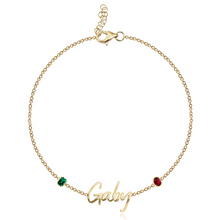 Load image into Gallery viewer, Two Gemstone Multi Shape Cutout Name Bracelet
