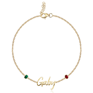 Two Gemstone Multi Shape Cutout Name Bracelet