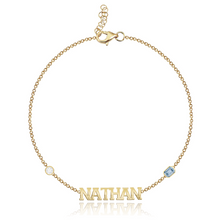 Load image into Gallery viewer, Two Gemstone Multi Shape Cutout Name Bracelet
