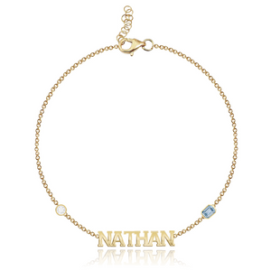 Two Gemstone Multi Shape Cutout Name Bracelet