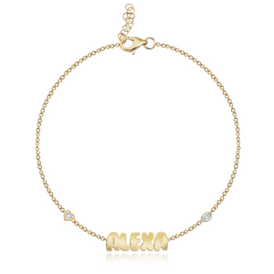 Two Diamond Multi Shape Cutout Name Bracelet