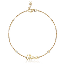 Load image into Gallery viewer, Two Diamond Multi Shape Cutout Name Bracelet

